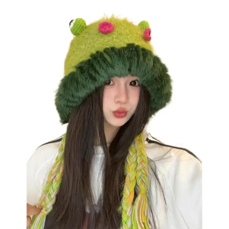 39BD Cartoon Pattern Hat Windproof Soft Hat New Plush Winter Hat Warmth Thickened Hat