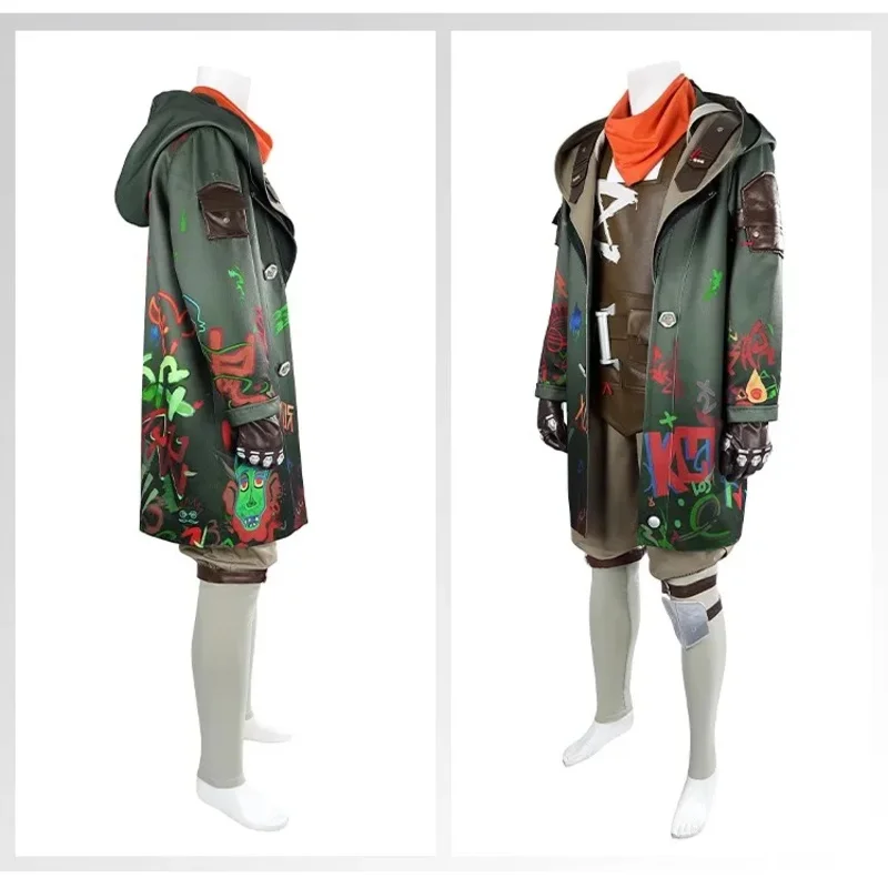 Anime ekko cosplay jogo lol arcane cosplay traje peruca branca máscara terno dos homens sapatos casaco natal Holloween roleplay personalizado