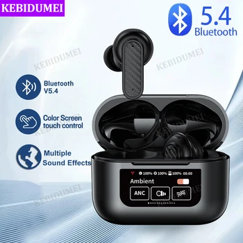 Bluetooth 5.4-oortelefoon Kleurenscherm Touch Control-headsets Draadloze hoofdtelefoon HiFi Stereo Ruisonderdrukking Super Bass-oordopjes