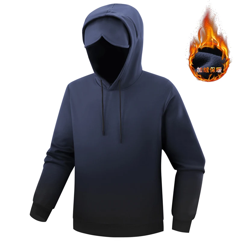 Men Gradient Color Pullover Hoodie With Sun Visor Brim Casual Loose Fit Hooded Sweatshirt Multi Color Streetwear Top For Men
