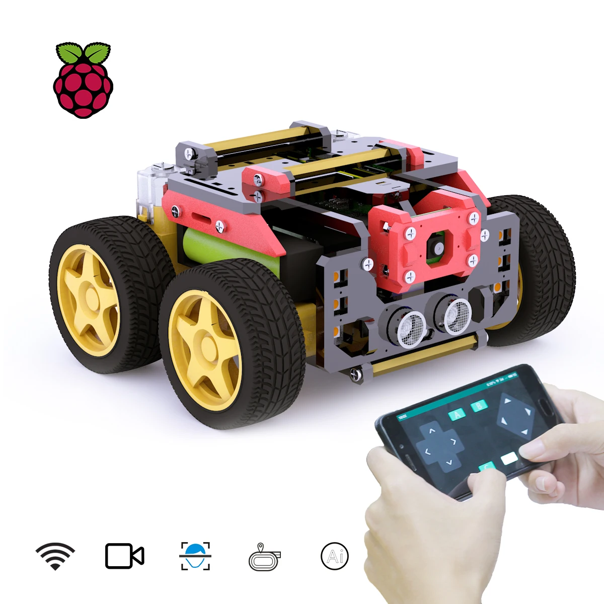 Adeept AWR 4WD WiFi Smart Robot Car Kit for Raspberry Pi, DIY Robot Kit for Kids and Adults(Raspberry Pi Board NOT Included)