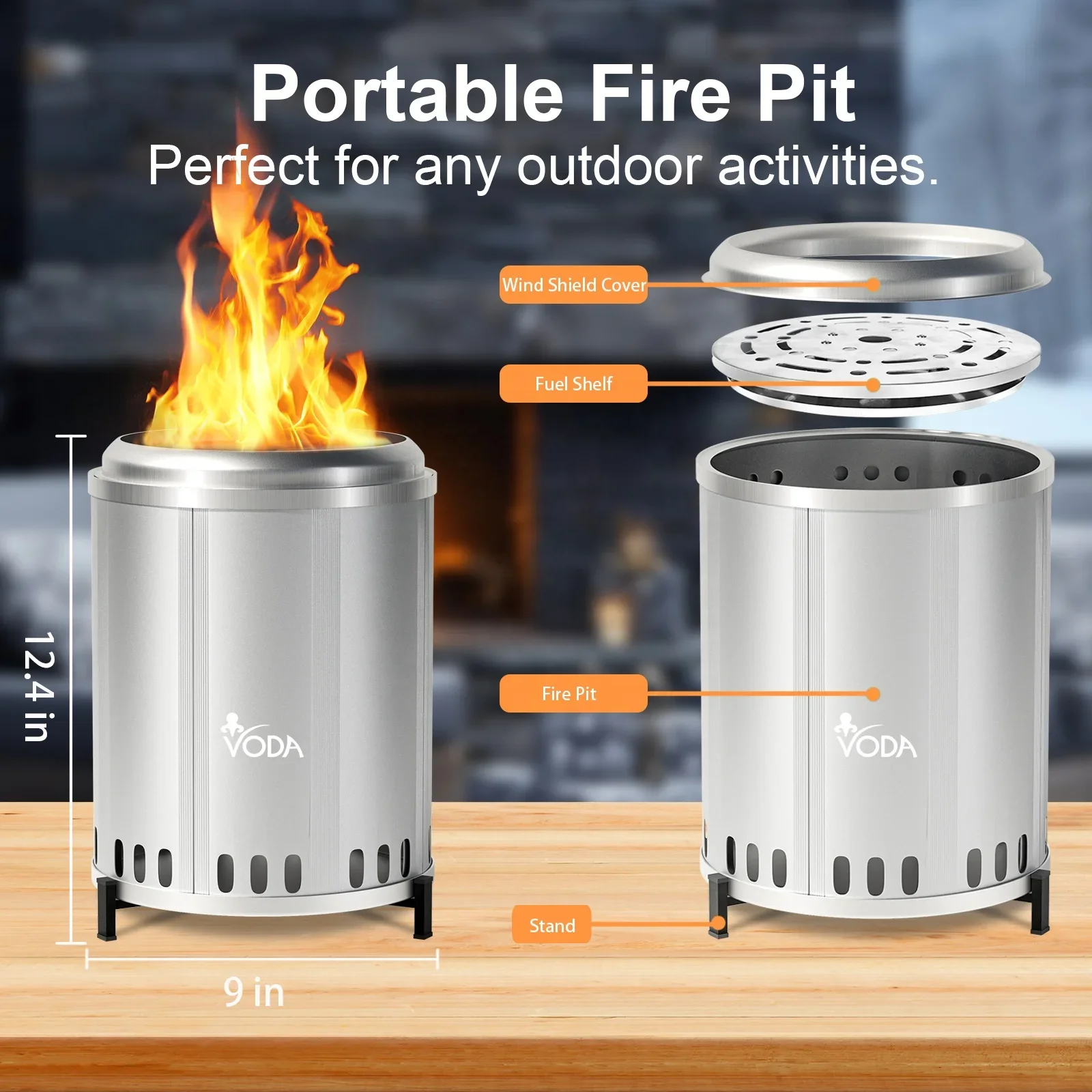 Smokeless Outdoor Aluminum Fire Pit Portable Wood Burning Carbon Fire Pit