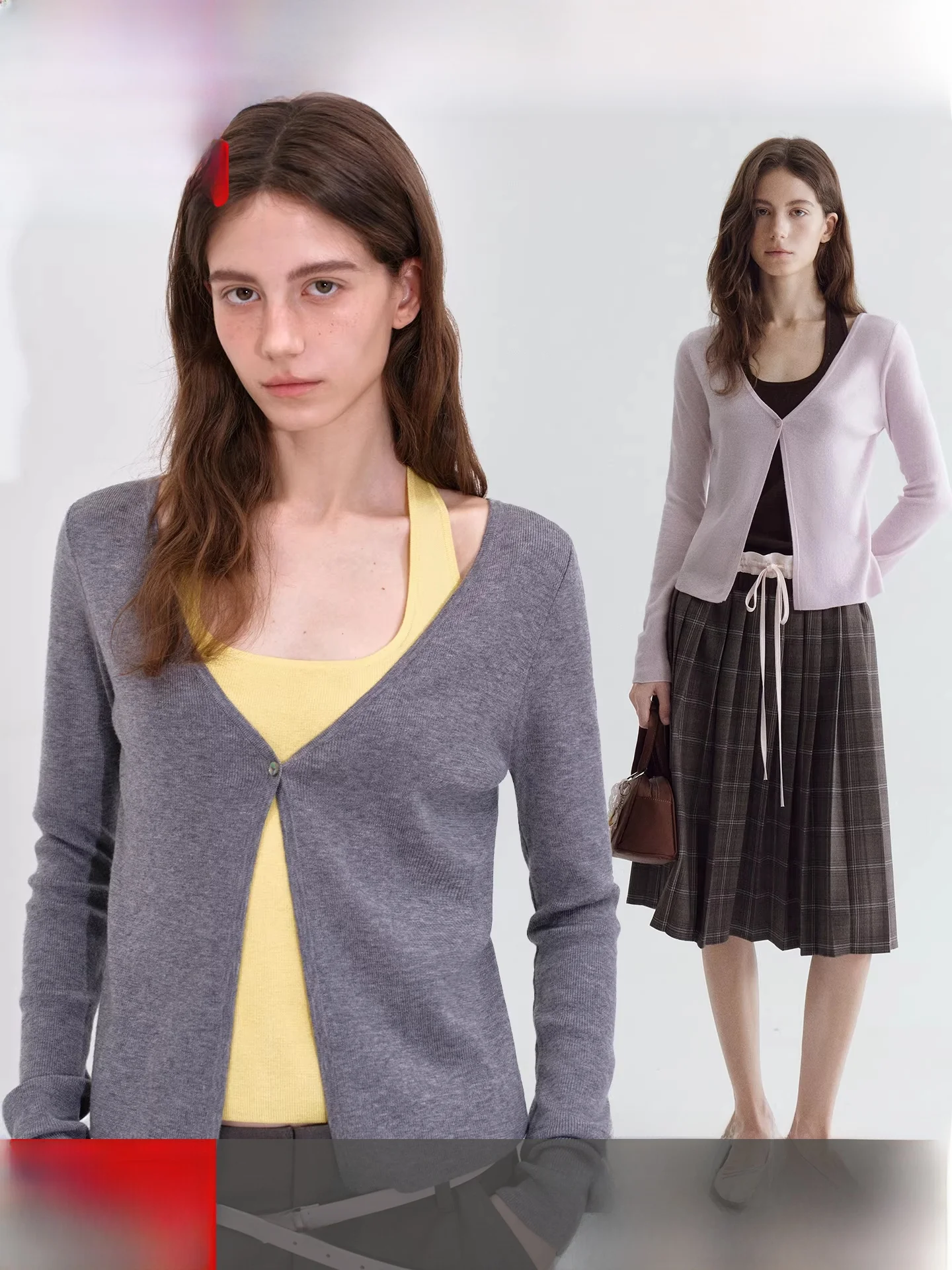 

Женский вязаный кардиган Fano Spring Season Color Blo с V-образным вырезом, многослойный, повседневный, с длинными рукавами, из нейлона, с высоким дизайнерским качеством