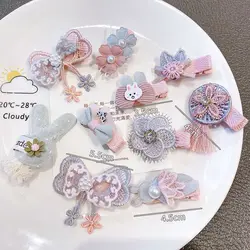 Horquillas con lazo de encaje para bebé, pinzas para el pelo con flores bonitas, pasadores para el pelo para niña, accesorios para el cabello para niño, 10 unidades por juego
