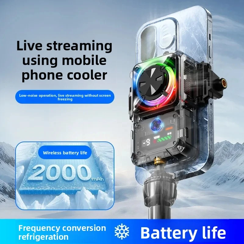 DL23 Battery Semiconductor Phone Cooler Live Streaming 2 Gears Adjustable Digital Temp & Battery Level Display Mobile Radiator