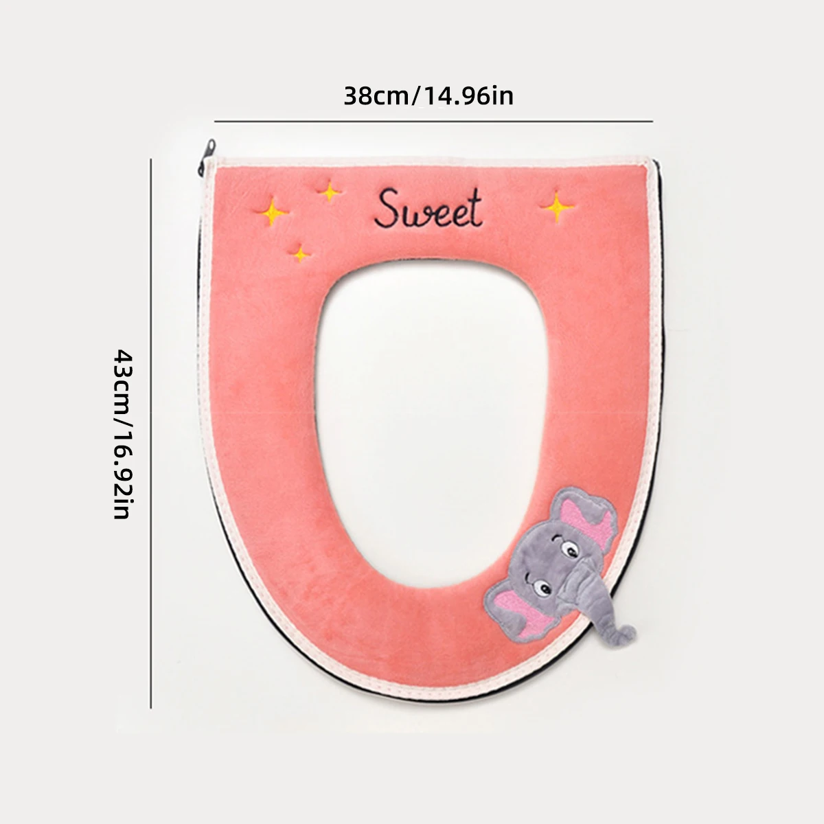 Cute Embroidery Toilet Seat Cover With Zipper Soft Warmer Washable Toilet Mat Cover Pad Cushion WC Ring Mat Bathroom Aceesories