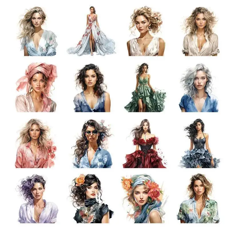 Vinyl Stripes Thermal Stickers on Clothes, Fusible Iron On Patches, Supermodel Girl, Fashion, Heat Transfer, Custom Patch