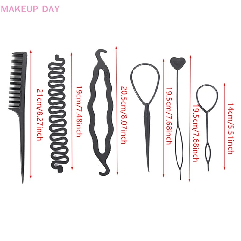 6pcs/set Hairstyle Braiding Tools Pull-through Hair Needle Hair Disk Hair Comb