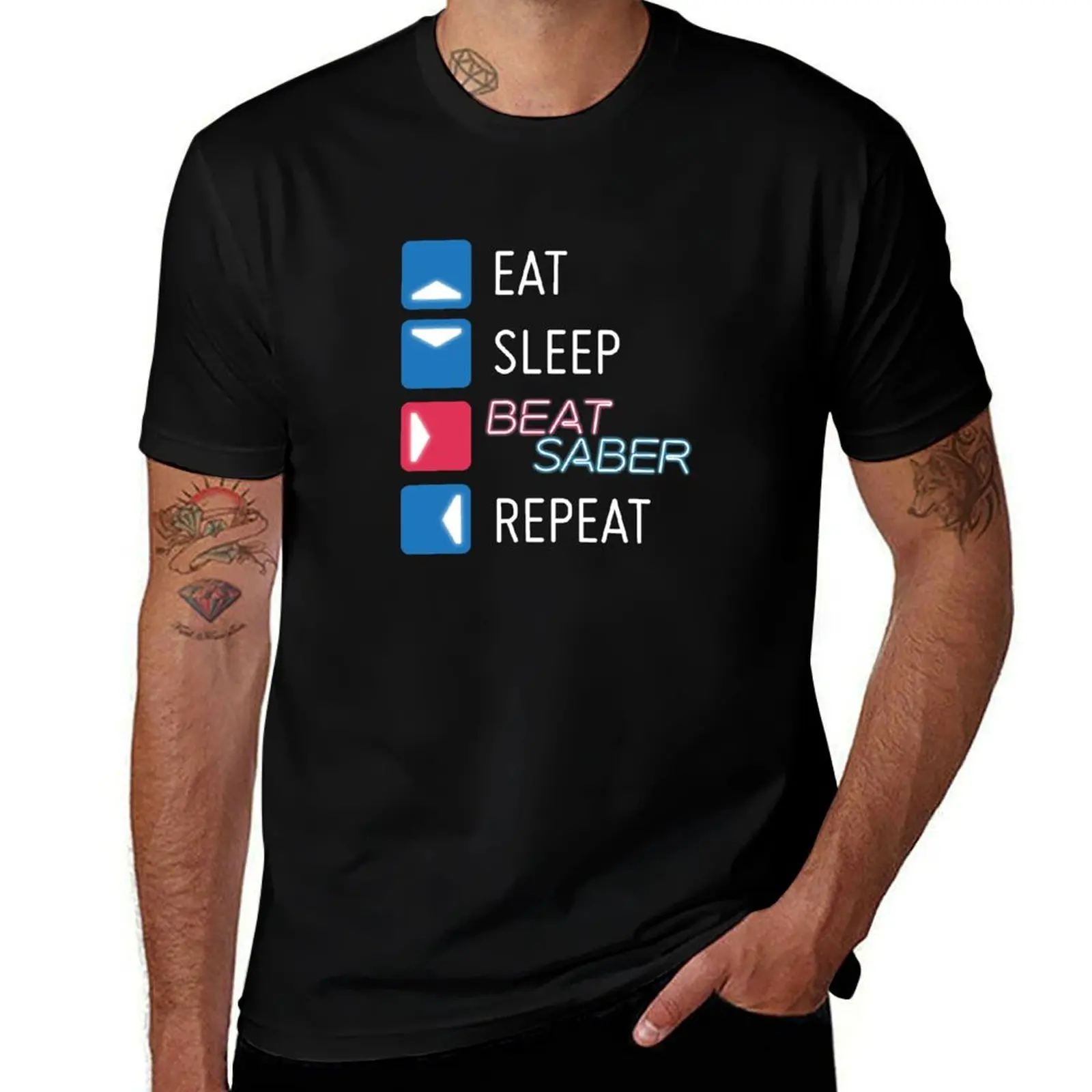 Eat. Sleep. Beat Saber. Repeat. T-Shirt Plus Size Basic Cotton T-Shirt