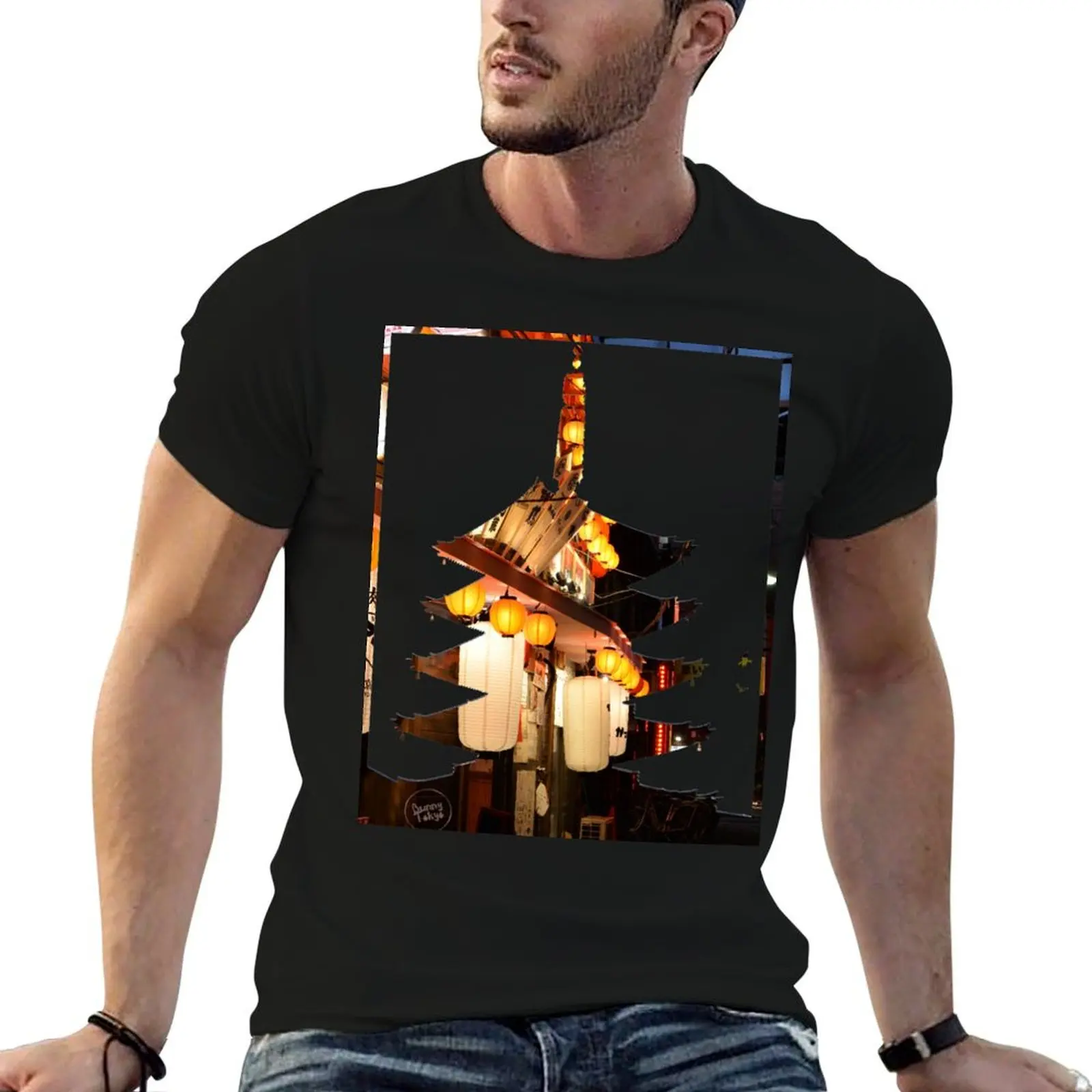 Shinjuku lights in Sensoji Pagoda T-Shirt cheap stuff shirts graphic tees heavyweights t shirts for men pack