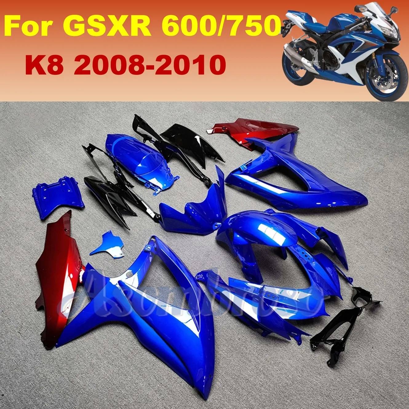 

GSXR 600 GSXR 750 2008 2009 2010, обтекатели для мотоциклов GSX-R600 750 08-10, сменный пластиковый корпус