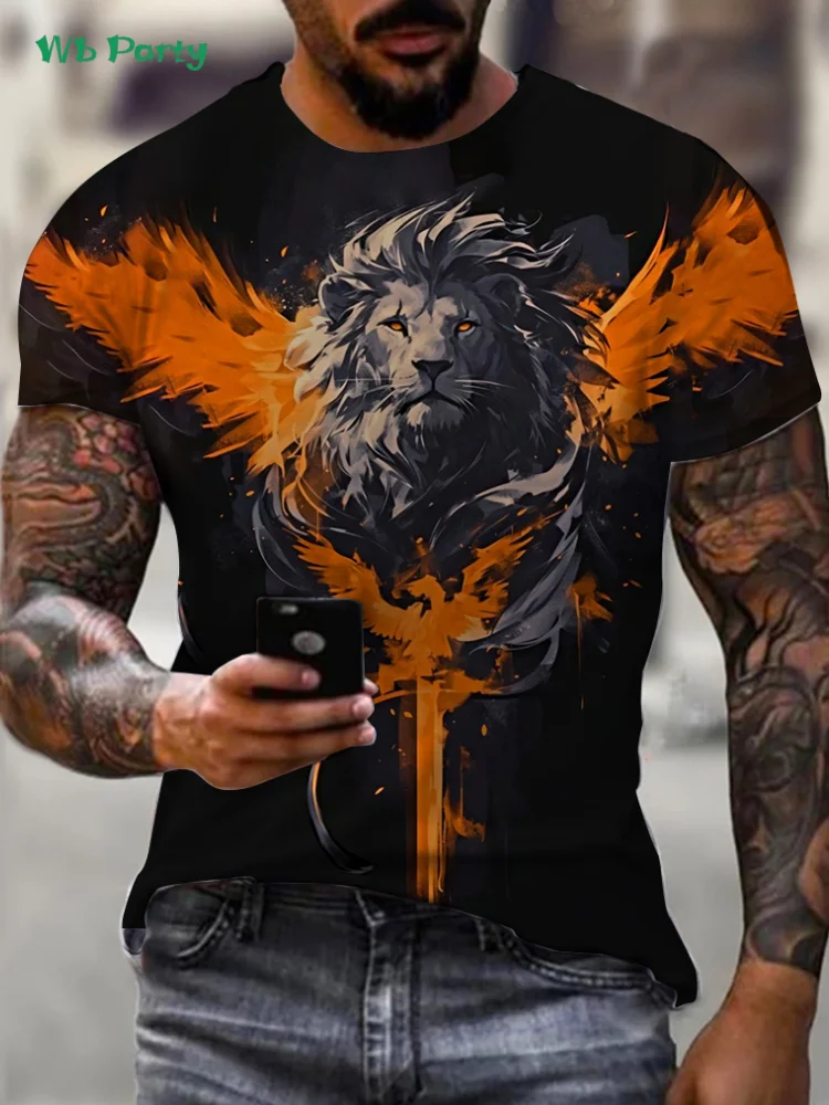 

Tiger Printing Men's T-Shirt Summer Outdoor Men's Short Sleeve Tee Fashion Round Neck Men's Tops Trendy Oversized Men's Clothing