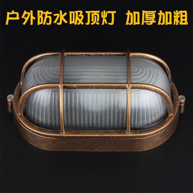 

Уличный светодиодный ретро проход для ванной комнаты, кухни, ванной комнаты, туалета, европейско-американский французский водонепроницаемый ностальгический потолочный светильник, бронза