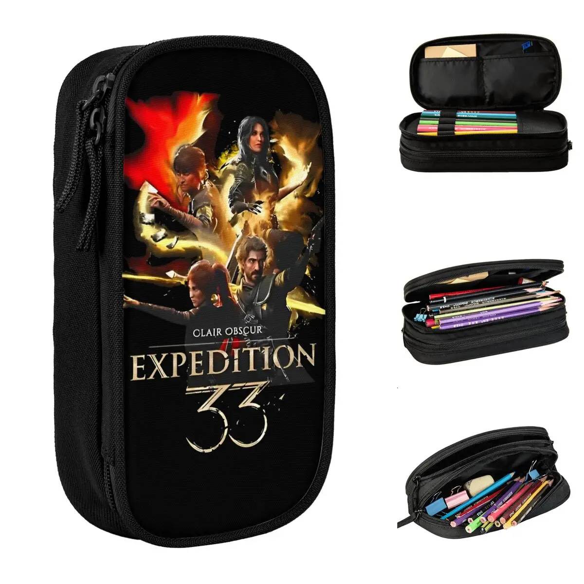 

Retro Video Game Expedition 33 Pencil Cases Fashion Pen Box Bags for Student Large Storage Students School Cosmetic Pencil Box