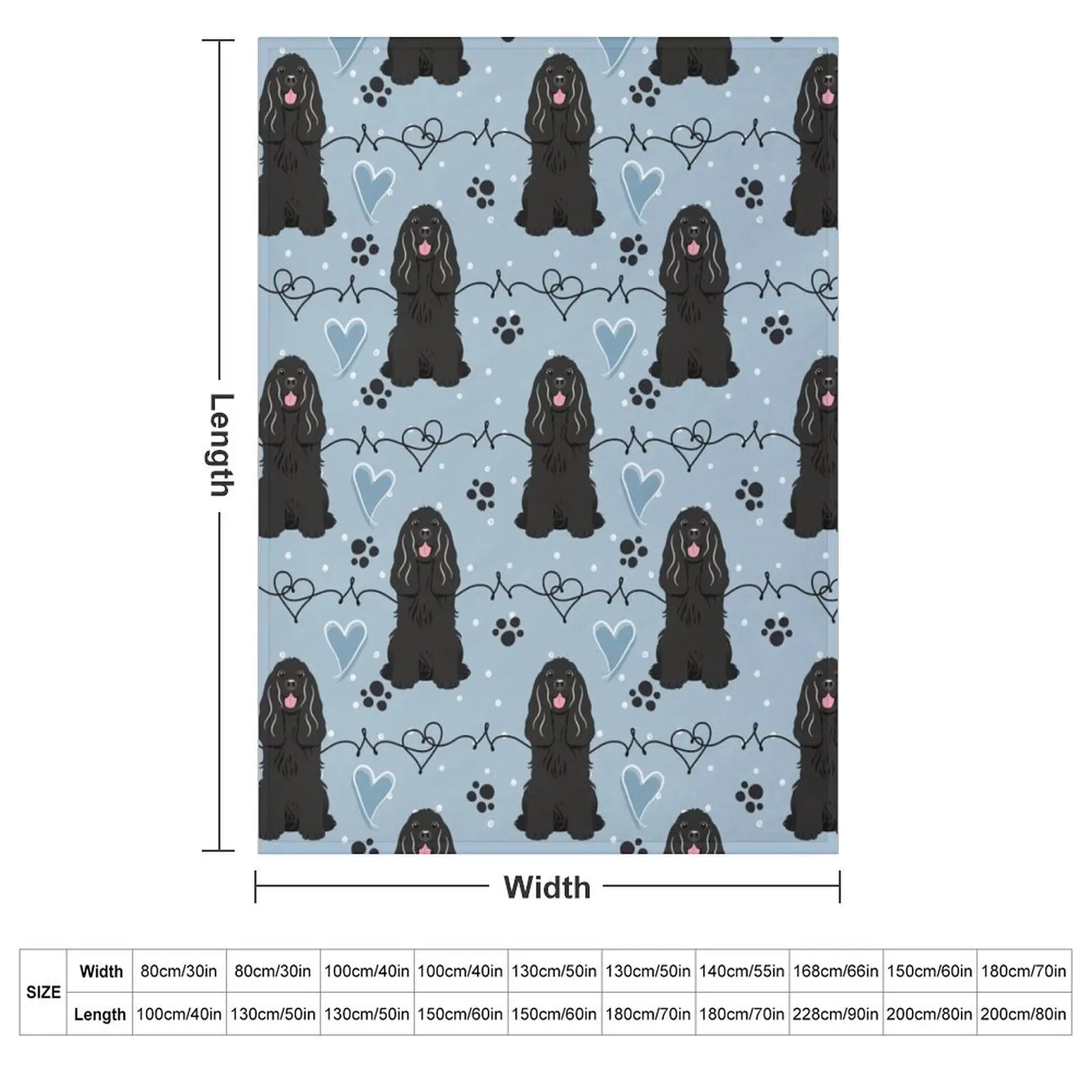 Love Black Cocker Spaniel Throw Blanket couch cozy soft plush fuzzy picnic outdoor blanket