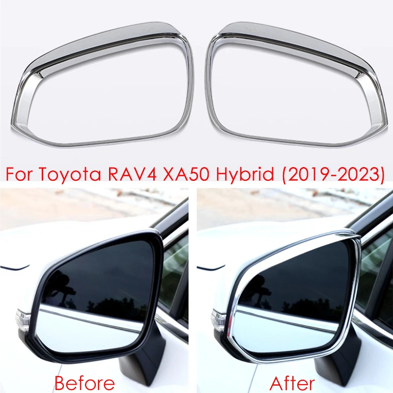 For Toyota RAV4 2019 2020 2021 2022 2023 RAV 4 XA50 Hybrid Car Rearview Mirror Eyebrow Rainproof Rain Trims Cover Accessories