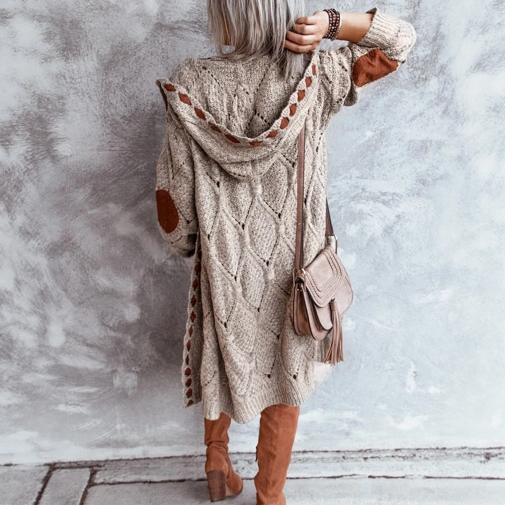 سترة نسائية للخريف والشتاء مريحة كاجوال عصرية بلون سادة وأكمام طويلة وأزرار أمامية #6