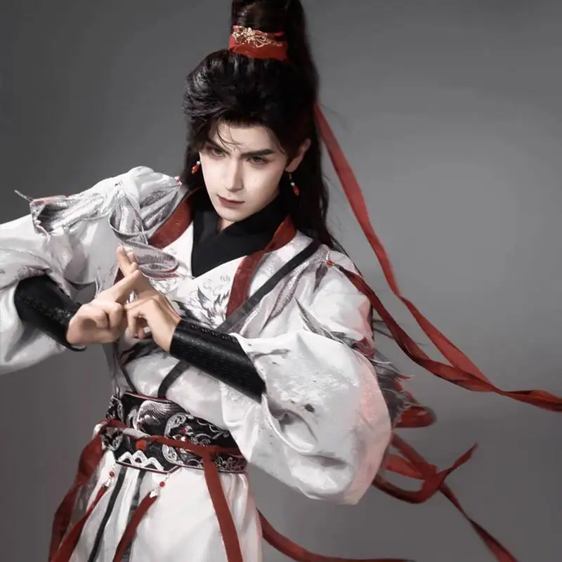 

Новый улучшенный тяжелый промышленный белый журавль с вышивкой, элементы хань, халат с круглым вырезом, пальто с половиной руки, фиеста, карнавал, Хэллоуин, косплей