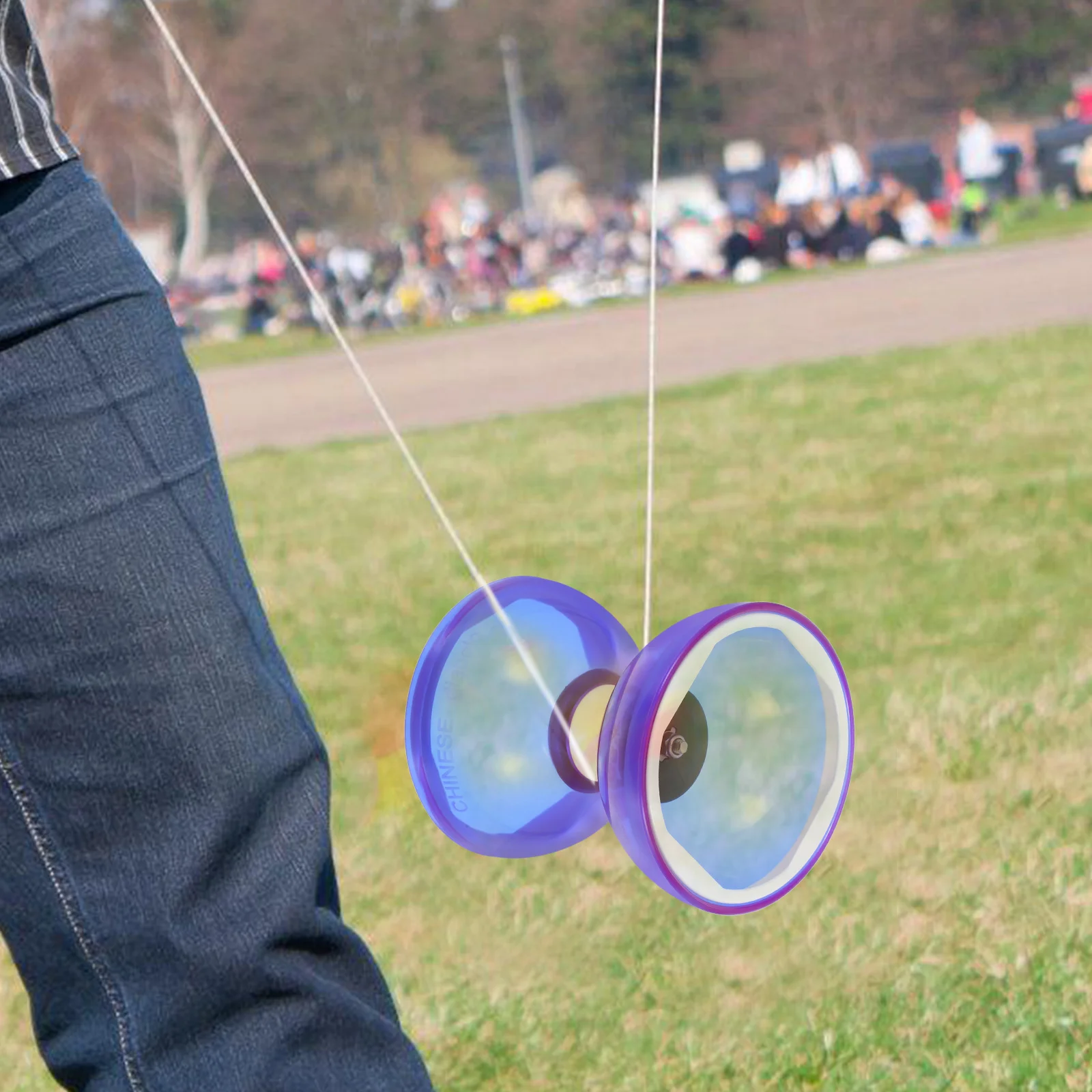 Mainan Diabolo profesional, mainan Diabolo, roda ganda karet lembut, merah Cina untuk balita