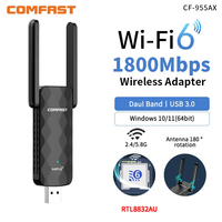 comfast Wifi 6 USB Adapter Wireless Wi-fi Dongle 1800Mbps 2*2dBi Antenna Network Card 5G/2.4GHz High Gain Adaptor For Desktop