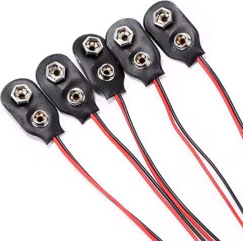 1/5/9/10pcs 9V Battery Clips 10cmBlack Red 2Wired Cable Connection Connector Buckle 9 Volt Battery Clip Connector Battery Holder
