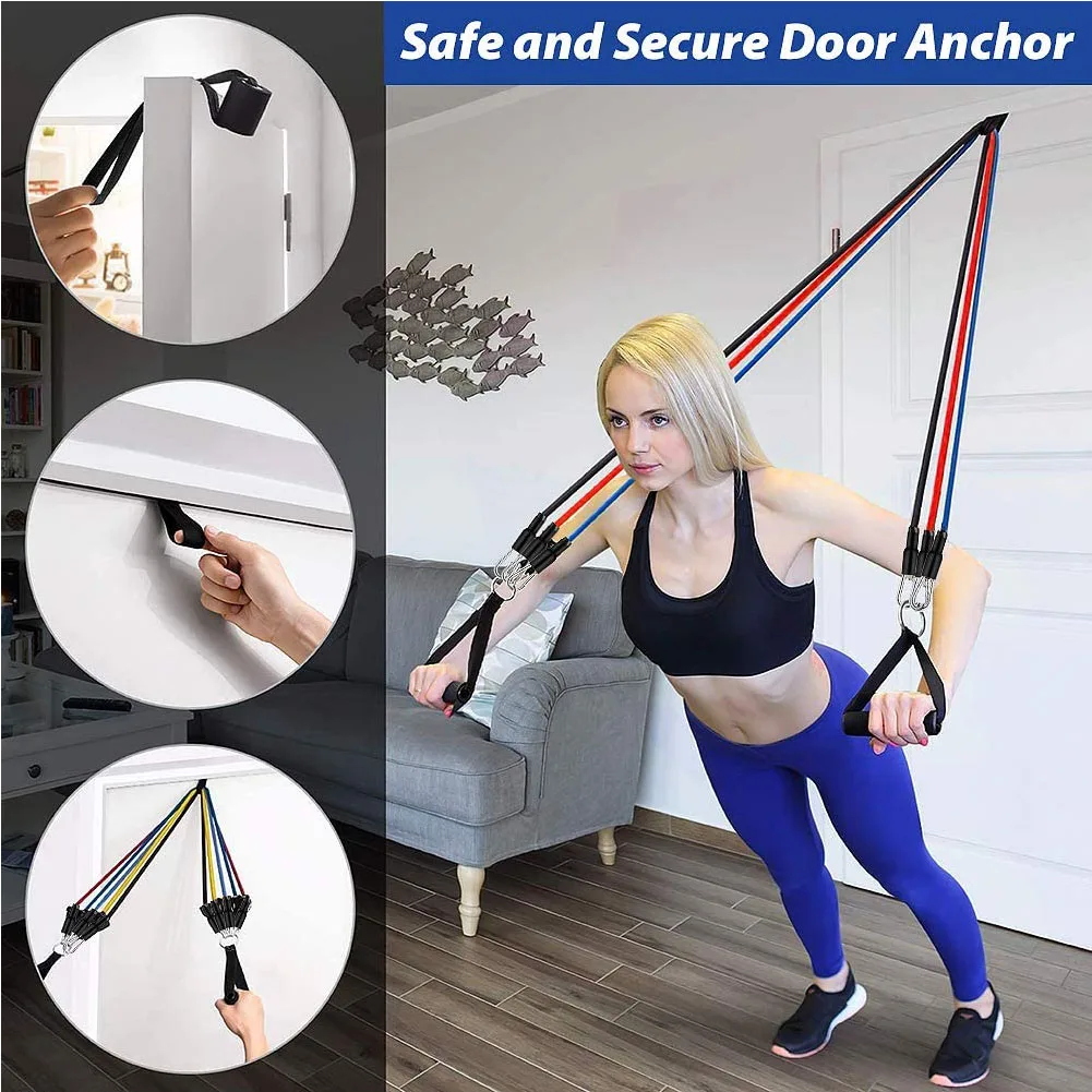 

11 Pull Rope Resistance Band Set Carabiner Exercise Elastic Bands Workout Gym Physical Therapy Yoga Pilates Training Accessories