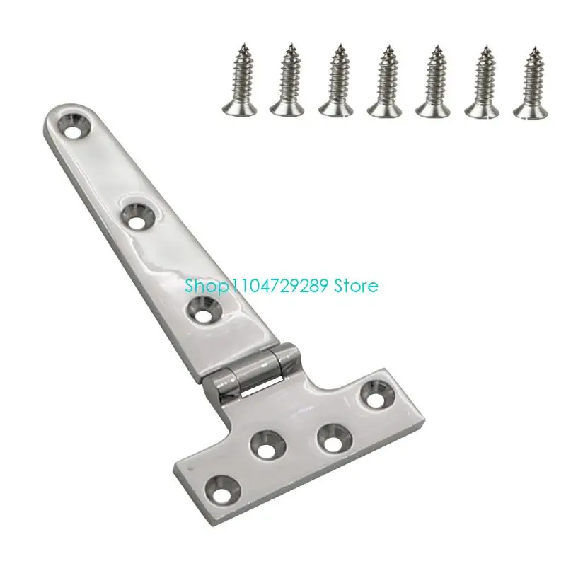 D8KE Screw Mounted T Hinge for Storage Box Lid and Equipment Door, 75 x 152 mm Marine Hinge with Countersunk Holes and 7