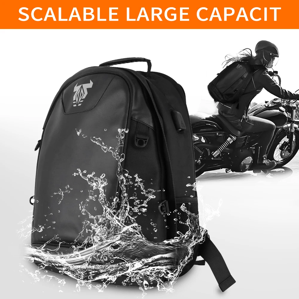 Motorcycle Helmet Backpack 70L Waterproof Oxford Textile With USB-charge Port For Travelling Camping Cycling Storage Bag