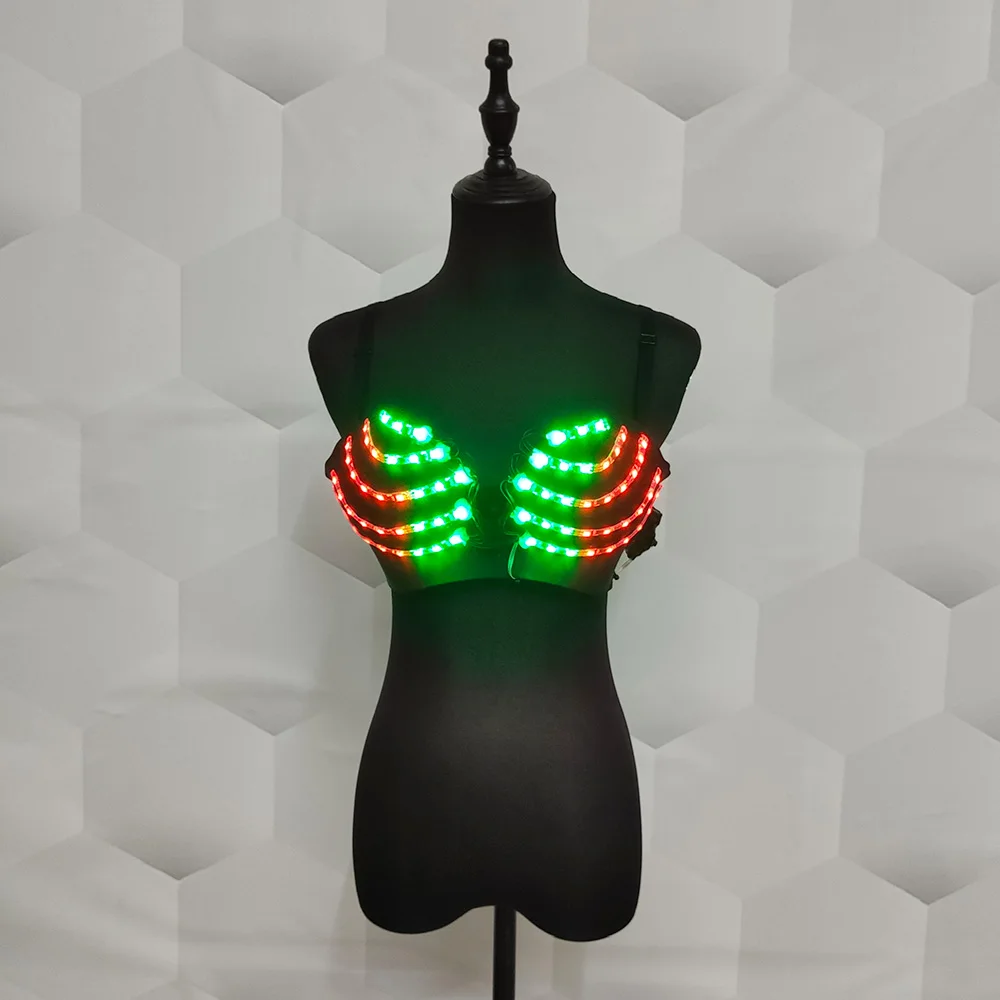 Nightclub sexy LED bra Colorful glitter bra DJ Singer dance show glow-in-the-dark bra Halloween party glow supplies