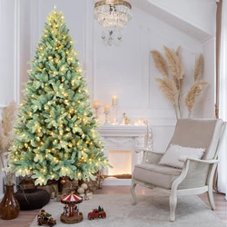 PE+PVC Artificial Christmas Tree with 800LED Warm White Light Metal Stand Premium Xmas Tree with 3268 Branch Tips Easy Assemble