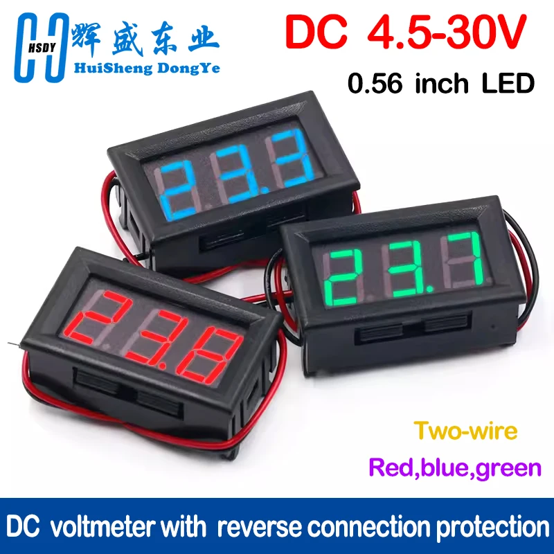 0.56 Inch Waterproof LED Digital Display Voltmeter Detector 2 Wires DC4.5-30V Voltage Monitor Tester Gauge for Motorcycle Car