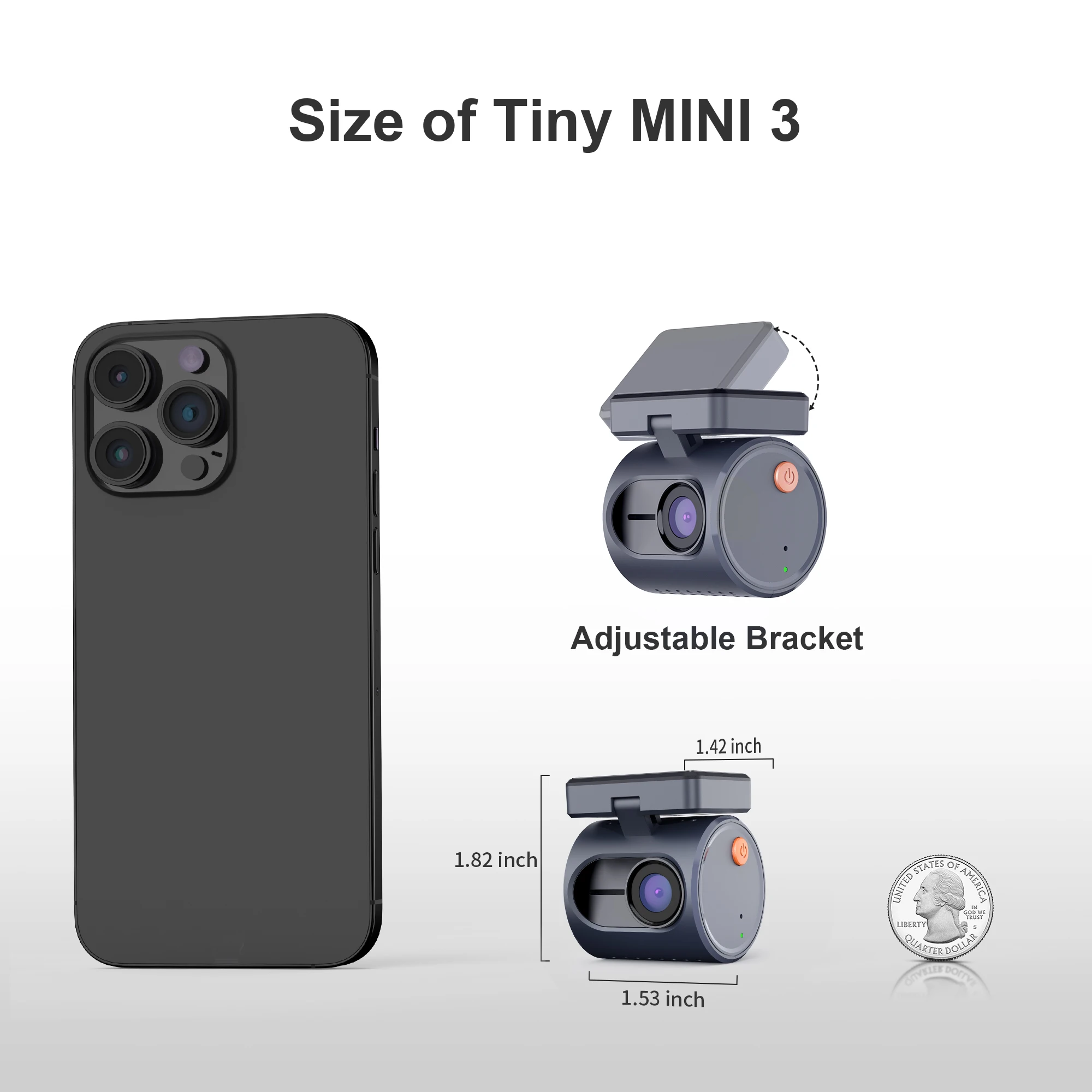 KAWA MINI 3 Tiny Dash Cam For Car Camera DVR Video Recorder 1296P 