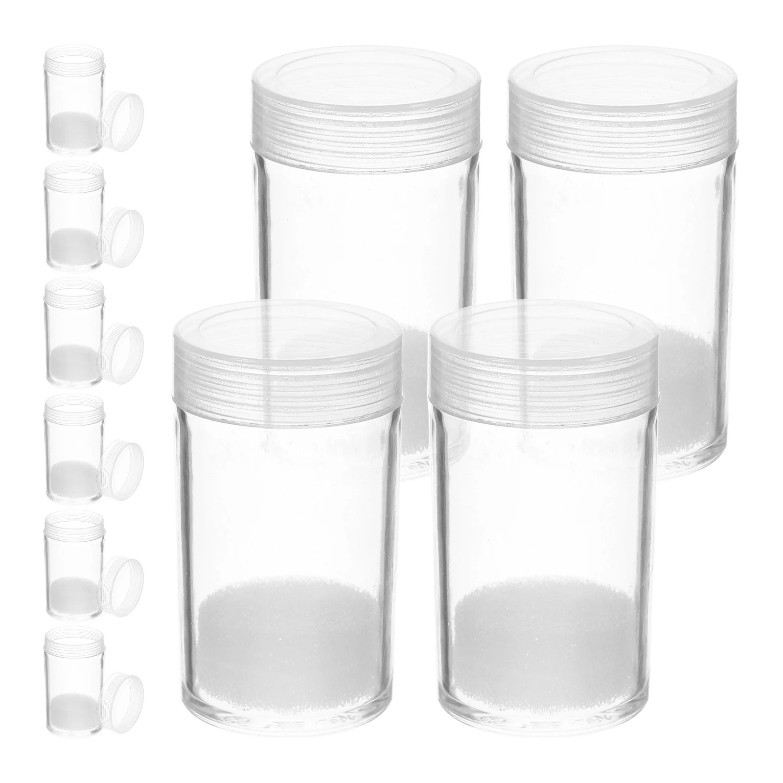 

10pcs Coin Storage Bucket Plastic Round Holders Tubes Containers Airtight Protection Collecting Supplies Mini Stationery