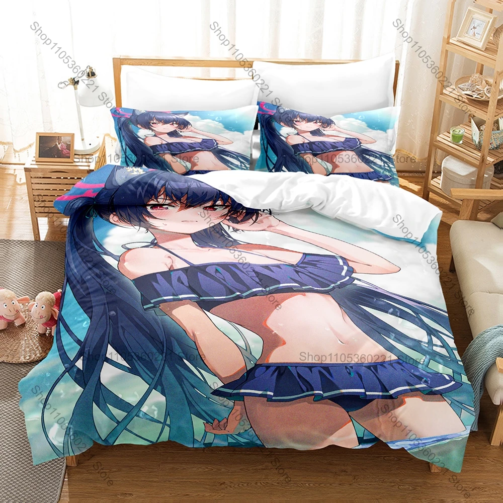 

Kpop Blue Archive Sorasaki Hina (Swimsuit) Bedding Set Soft Microfiber 3 Pieces Duvet Cover Set For Fans Bedroom Decor