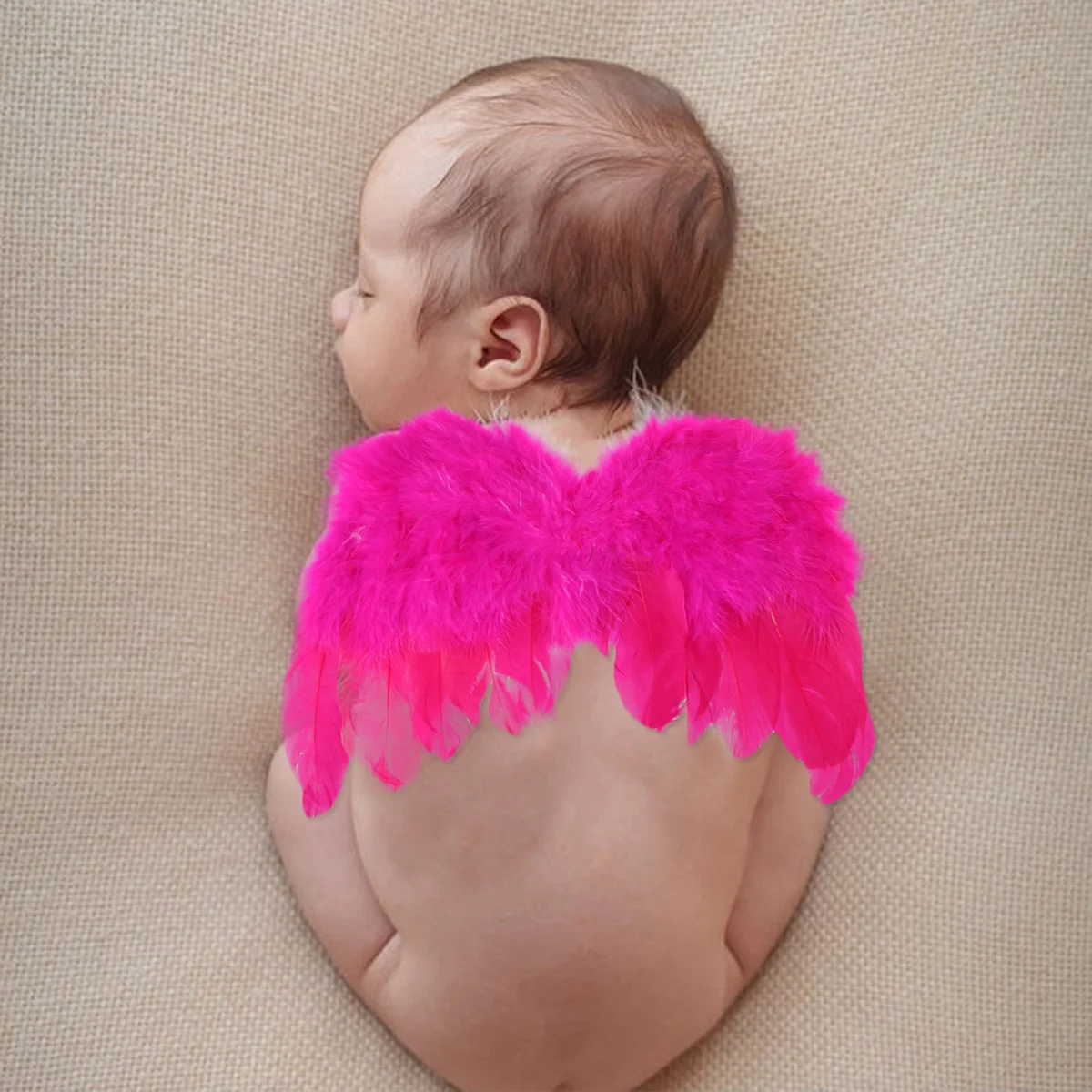Różowe Anielskie Skrzydła Rekwizyt do Zdjęć Niemowlęcych Naturalne Skrzydła Ubranka do Zdjęć na Baby Shower Urodziny