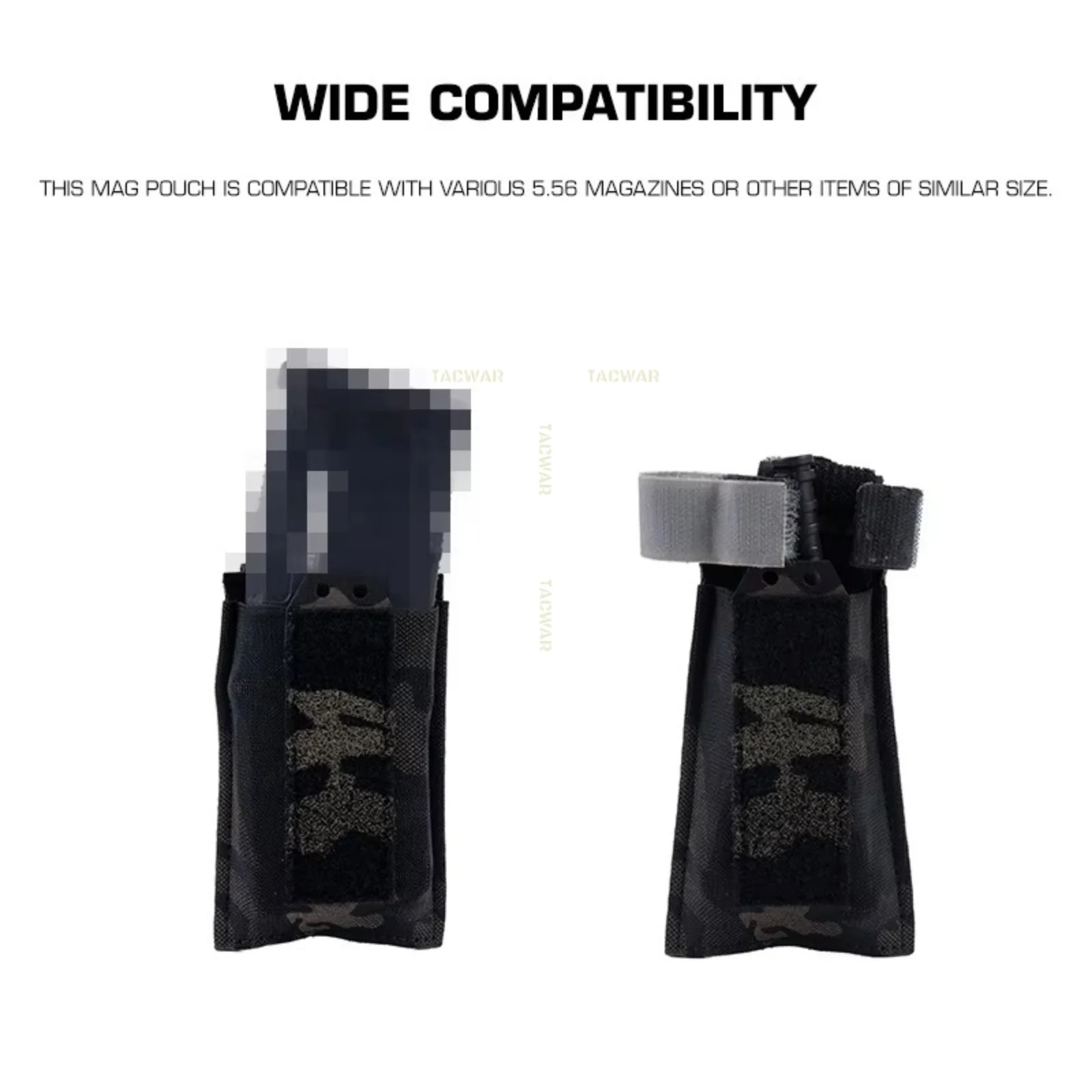 SP Elastic 5.56 Single Mag Pouch W/ Elastic Handle and Loop Fastener for Plate Carrier Chest Rig Placard Flap Fixed Cover