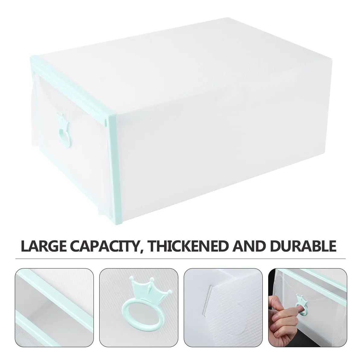 

Foldable Transparent Plastic Shoe Storage Box Large Capacity Thickened Easy Assembly Stackable Portable Organizer Drawer-Style