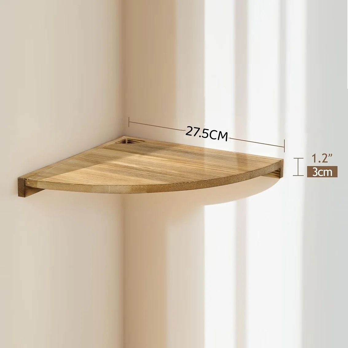 1pc/2pcs Natural Wood Corner Wall Shelf, Floating Triangle Shelf for Bathroom & Living Room