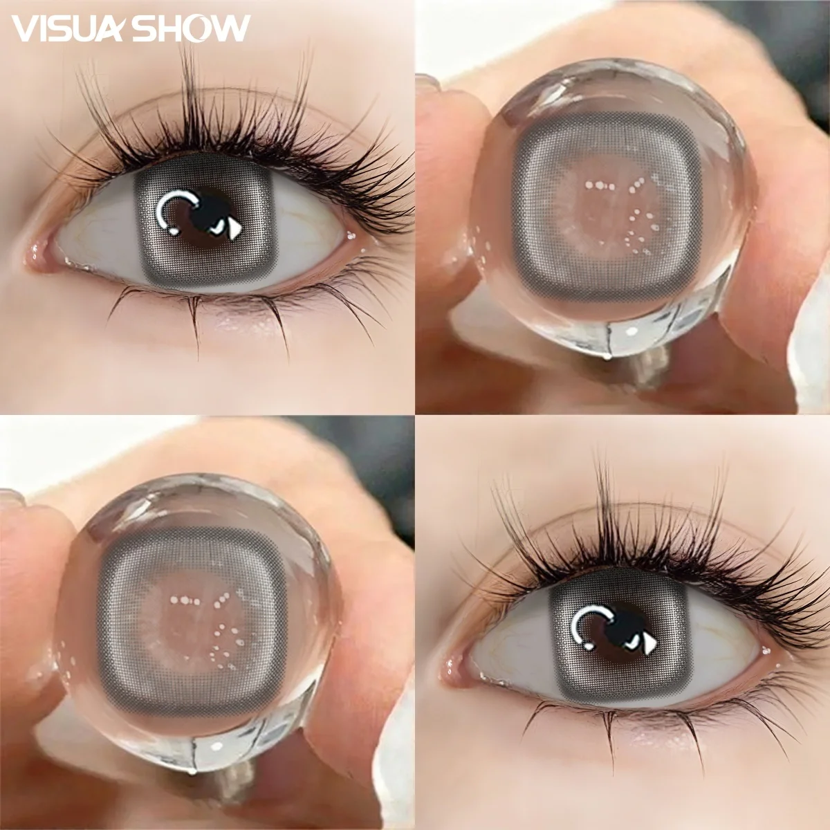 Visuashow Farbige Kontaktlinsen Quadratisches Muster 1 Paar 142mm Halbjahrlich Einweg Weich Feuchtigkeitsspendend Vergrossern die Augen Naturliches Aussehen Kleine Pupille Fur Taglichen Gebrauch Termine Partys Make up – Detail 3