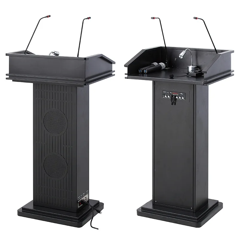 Multifunctional Media Lecture Table with Lamp with Microphone Iron Paint Podium Welcome Desk Consultant Desk Teacher
