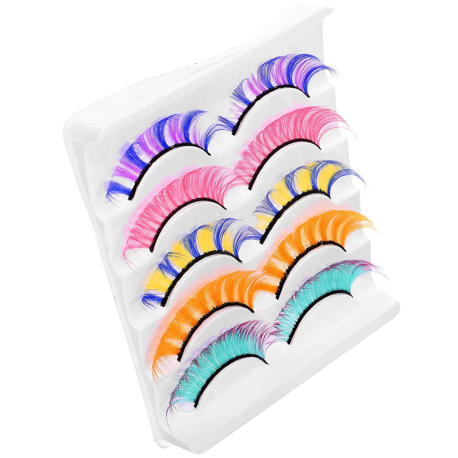 5 pares de cílios postiços coloridos encaracolados naturais extensões leves fáceis de usar acessórios de maquiagem para mulheres