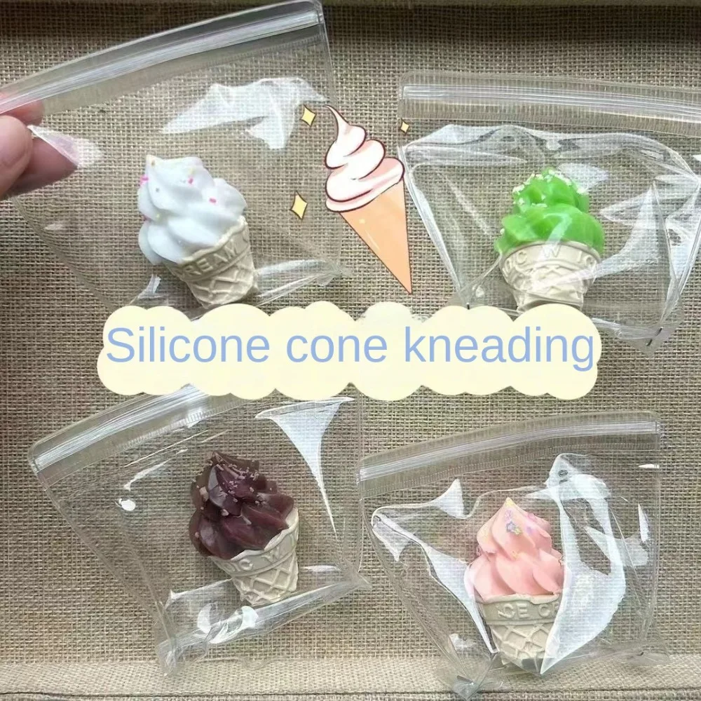 Sweet Style Ice Cream Cone Squeeze Toy Realistic Super Soft Ice Cream Soft Slow Rebound Toys Silicone Creative