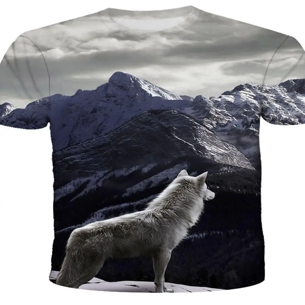 Wolf T-shirt 3d digital animal print graphic men\'s tops vintage t-shirt short sleeve comfortable pullover top