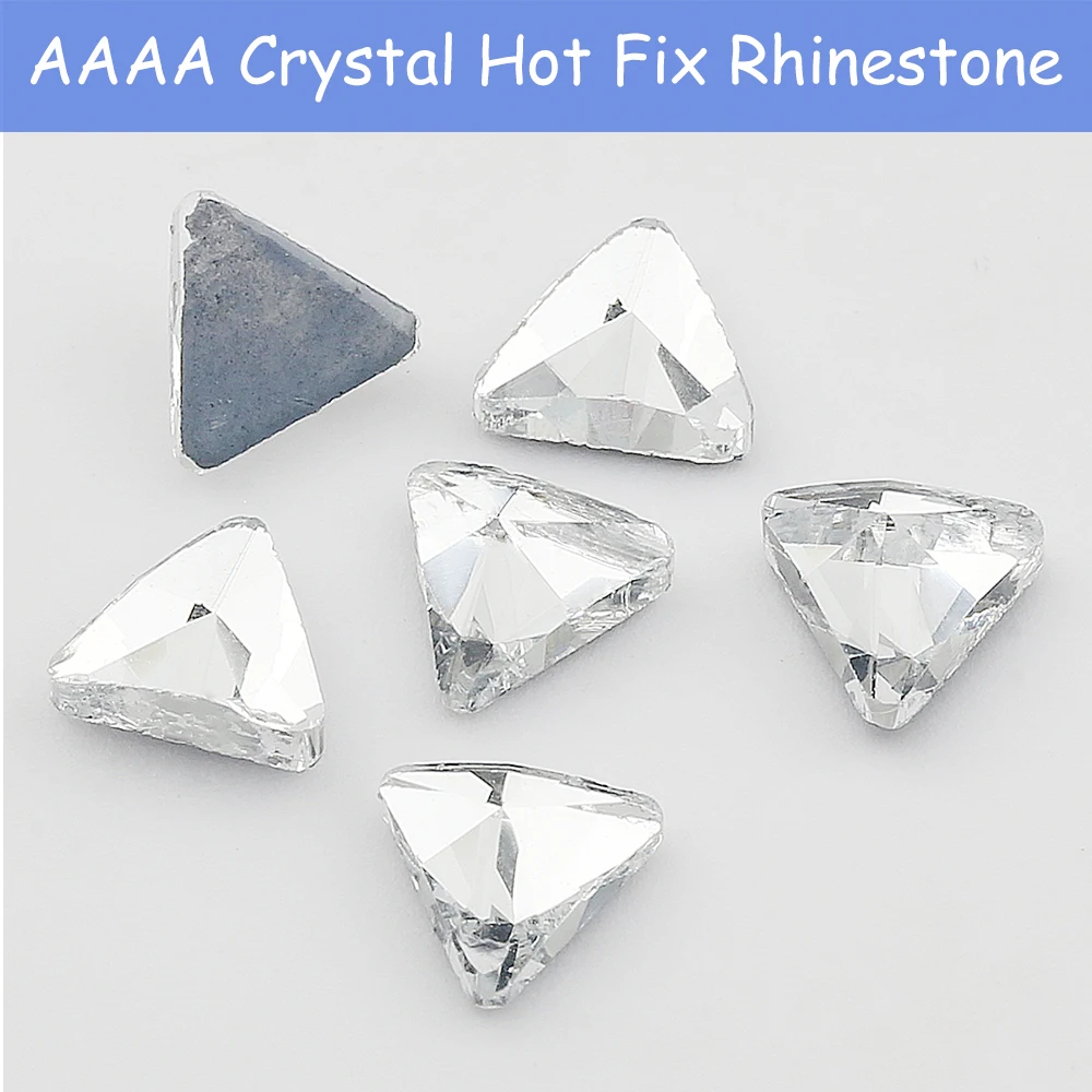 AAAA Triangle Shape Crystal Hot Fix Rhinestone Flatback Glass Rhinestone Hotfix Stones Iron on Rhinestones DIY for Shoes Bags