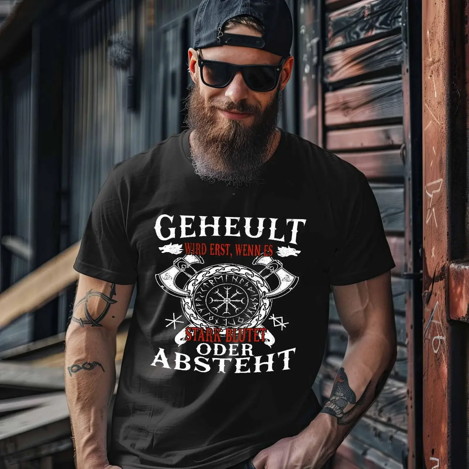 T-shirt Viking Premium humoristique avec un dicton piqueur et un casque de guerrier, style nordique vintage, délavé, polyvalent, décontracté et doux