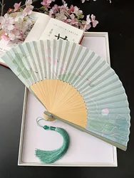 Draagbare bamboe handventilator voor vrouwen, opvouwbaar, oude stijl, zomerhanfu, dansfeest, Chinese decoratie, traditioneel