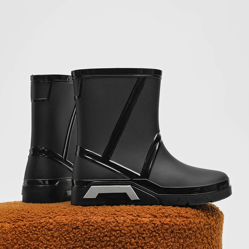 New Rain Boots for Men and Women, Work Water Boots, Mid-Calf Thickened Rain Boots, Non-Slip Waterproof Kitchen Fishing Rain Boots