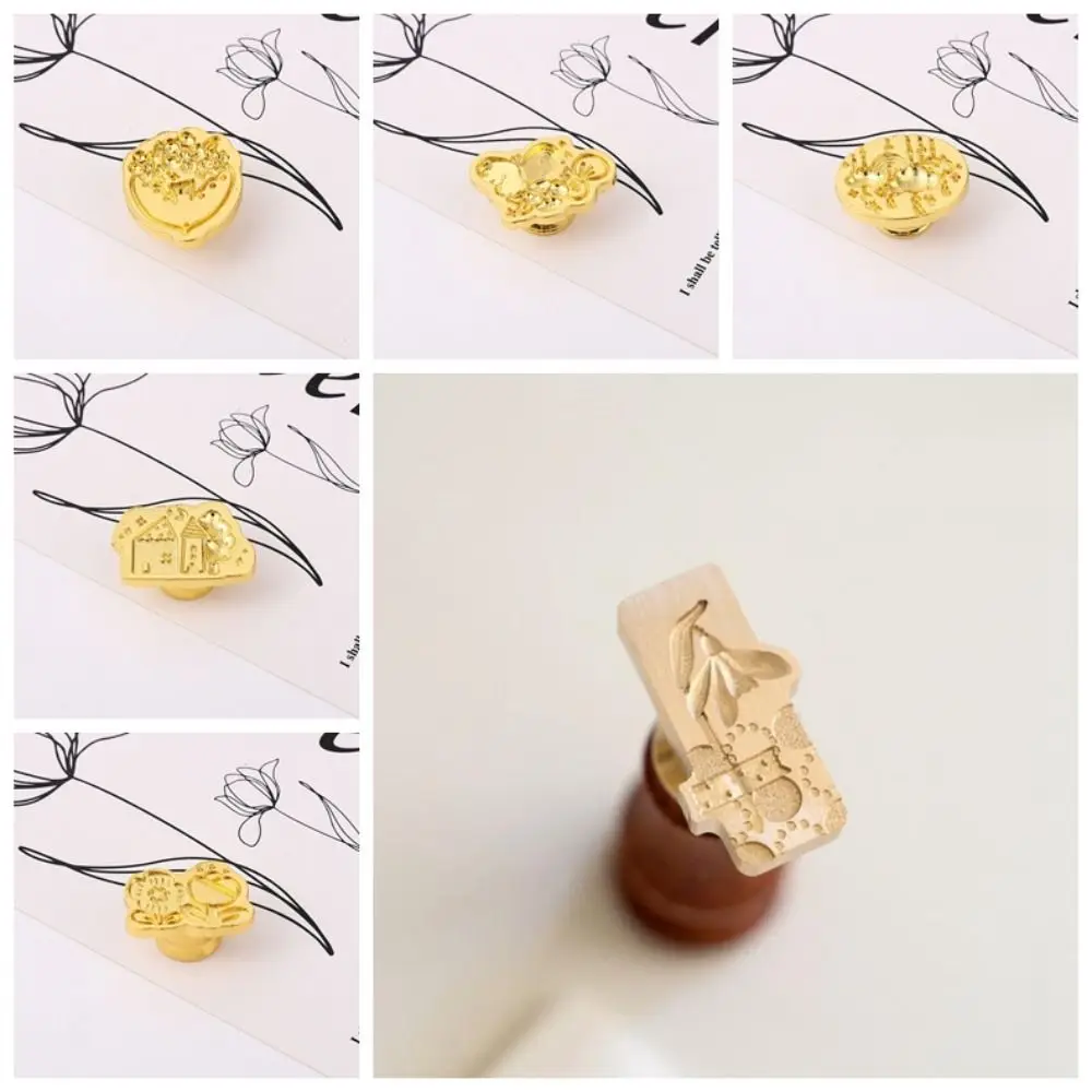 Replace Head Rose Embossed Sealing Wax Stamp Antique Metal Flowers Vintage Sakura Wax Seal Stamp Leaf DIY Tool