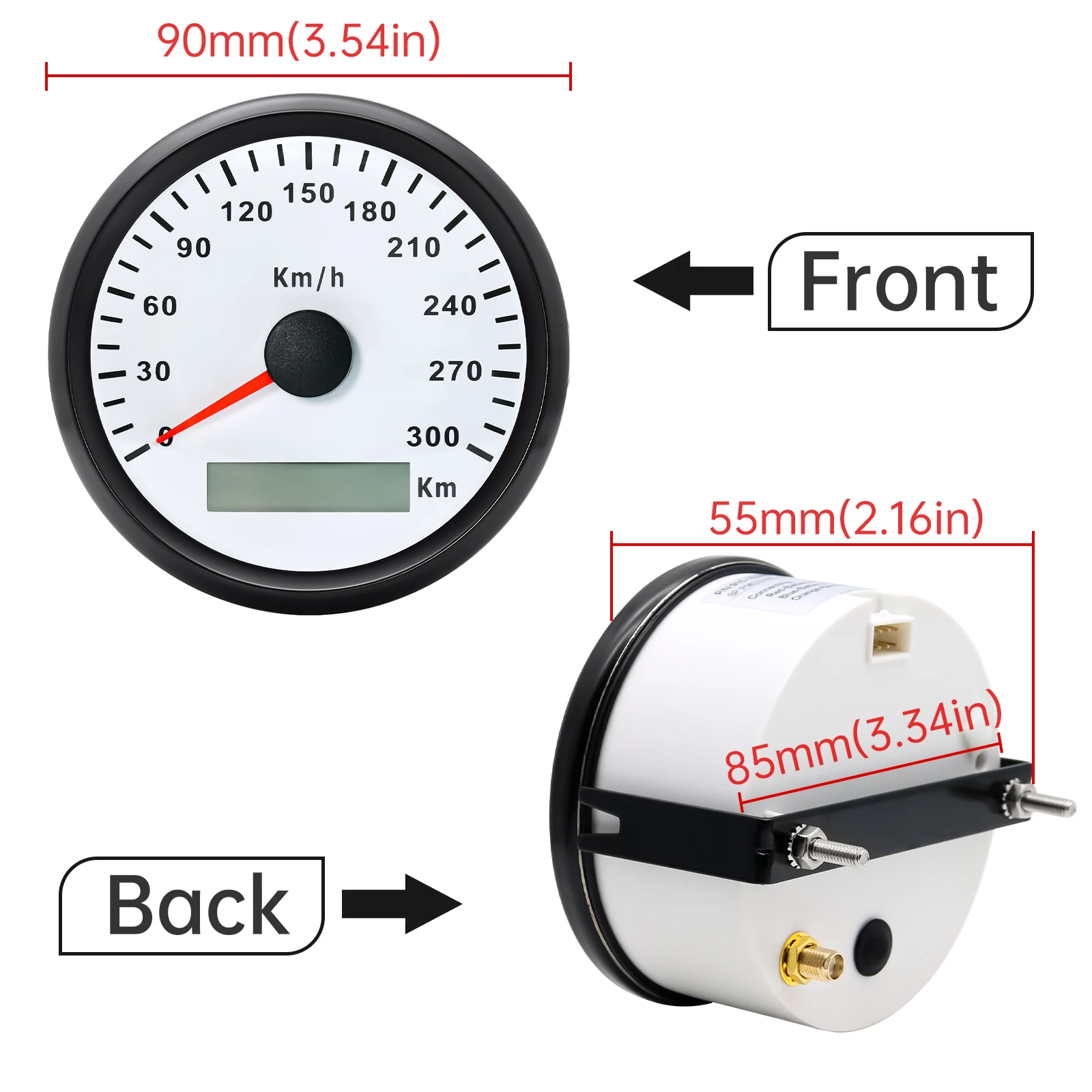 85MM GPS Speedometer With Red Backlight GPS Antenna 300kmh 200kmh 120kmh digital speedometer motorcycle gps Speed Gauge 12V/24V