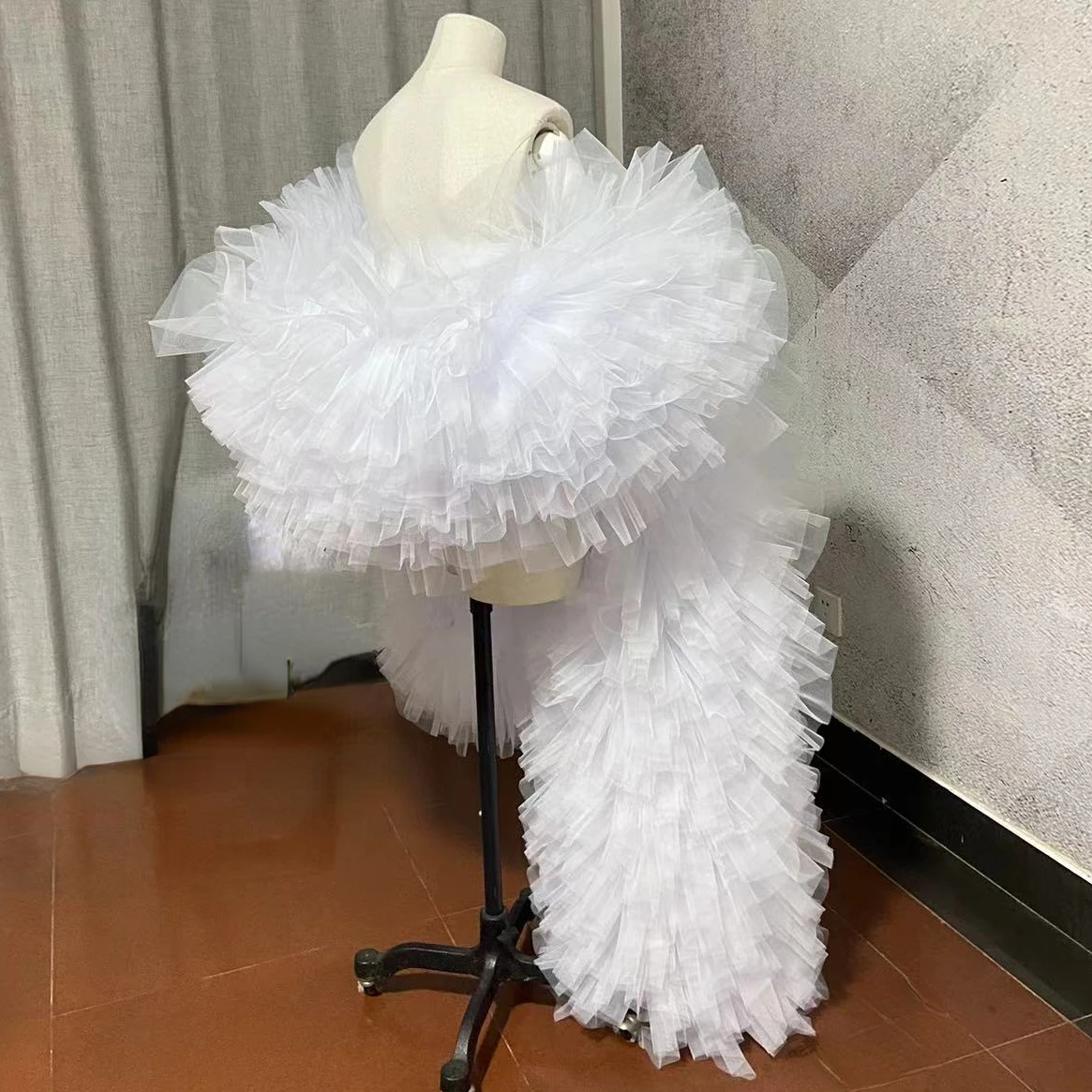 Capa de tul esponjosa con borde de volantes para discoteca, chal, envolturas, tippet, capa de ópera, accesorio de boda